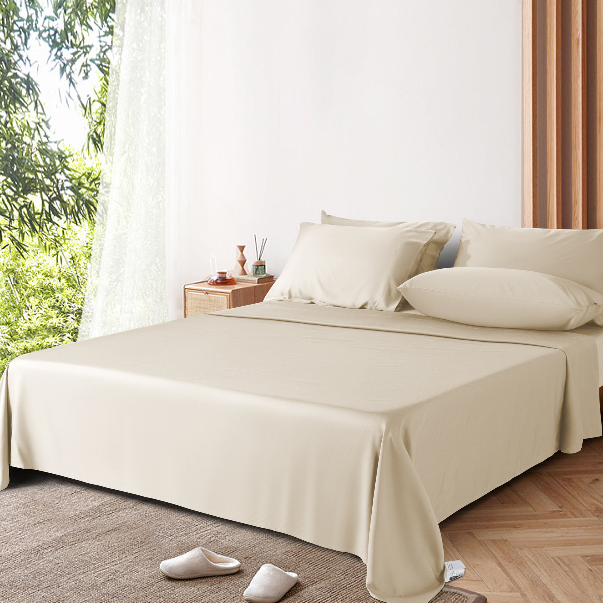 SONORO KATE 6 Pieces Bamboo Cooling Bed Sheets Set 16" Deep Pockets